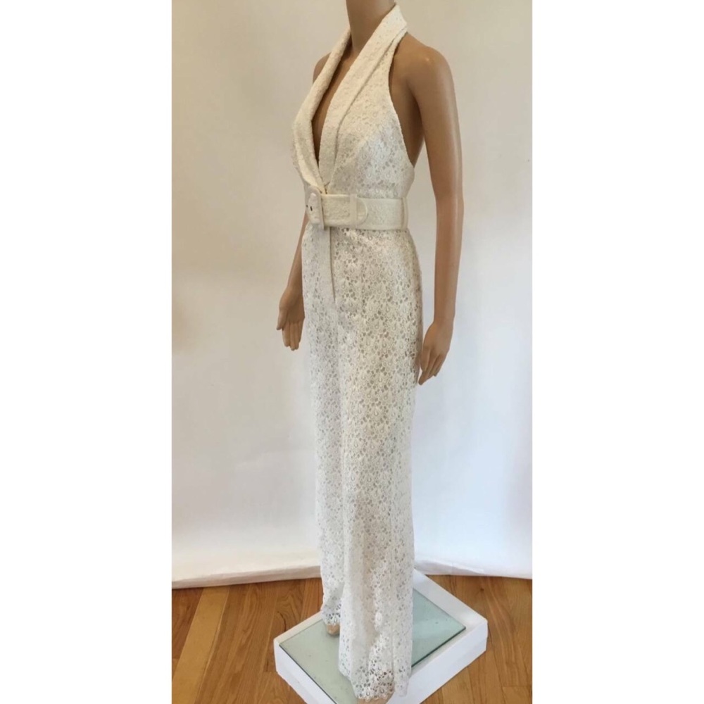 ZIMMERMANN LACE HALTER PLUNGING NECKLINE JUMPSUIT SZ ZIMMERMAN 1